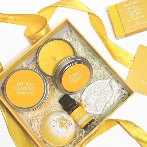 Birthday Gifts for Women, 7pcs Bubble Bath Gift Box with Beautiful Aroma Diffusing Stone & Diffuser Oil, Citrus Verbena Scented - Image 3