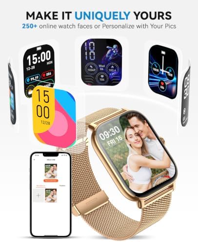 Smart Watch for Women Men- Answer/Make Call, IP68 Waterproof Fitness Tracker with Sleep Monitor,Smartwatch for Andriod iPhone Compatible (Warm Gold Case w/Champagne & Vintage Gold Band, 1.91) - Image 5