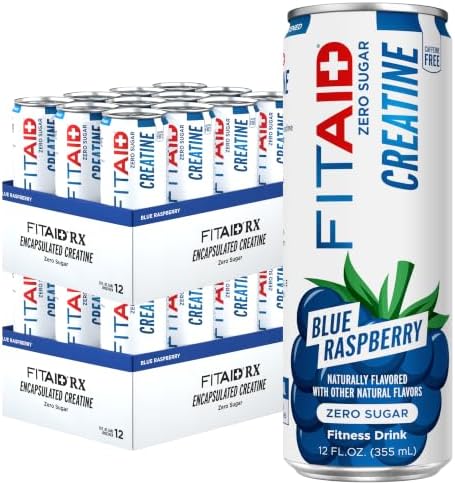 FITAID Creatine Recovery Drink, Zero Sugar, Blue Raspberry, 24pk by LIFEAID
