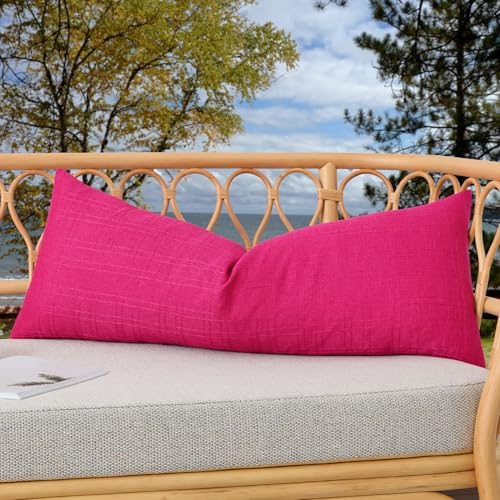 Kevin Textile Outdoor Waterproof 14”x36” Pillow Cover 1 Pack, Hot Pink by KevinTextile