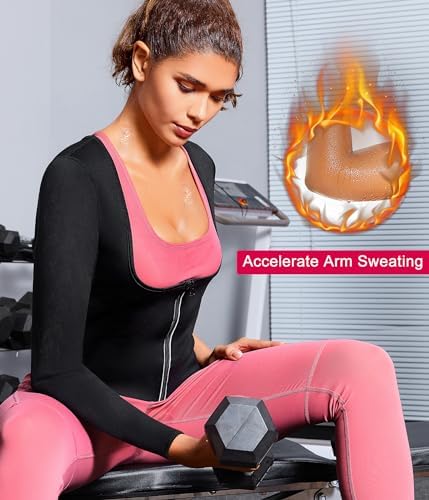 Gotoly Women Waist Trainer Hot Neoprene Shirt Sauna Suit Sweat Body Shaper Jacket Top Zipper Long Sleeve - Image 4