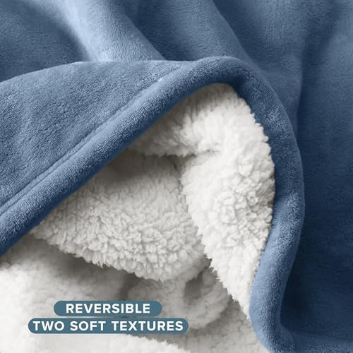 Bare Home Sherpa Fleece Blanket (Twin/Twin XL, Coronet Blue) - Image 5
