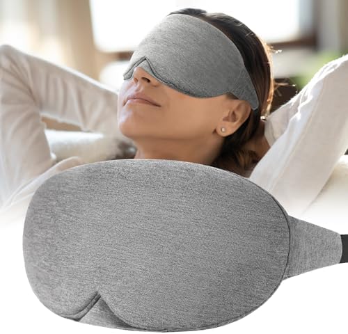 FRESHME Cotton Sleep Eye Mask - Travel Eye Mask for Sleeping Airplane Blackout Eye Covers for Long Flight Essentials Accessories, Comfortable Sleep Night Masks for Men Women Side Sleeper by FRESHME