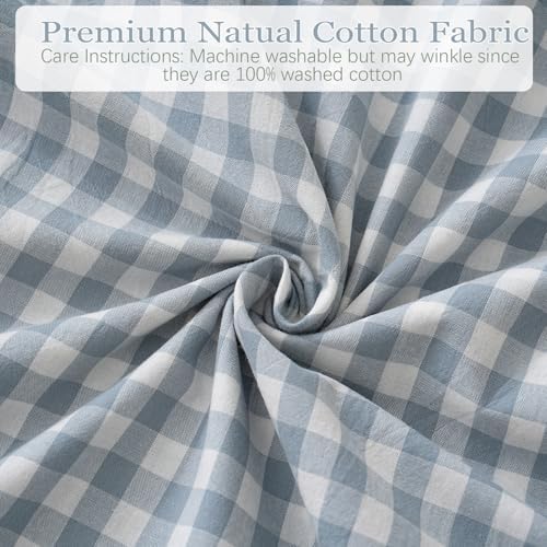 2 Pack Blue White Plaid Ruffle Throw Pillow Covers Farmhouse Checkered Chic - Image 6