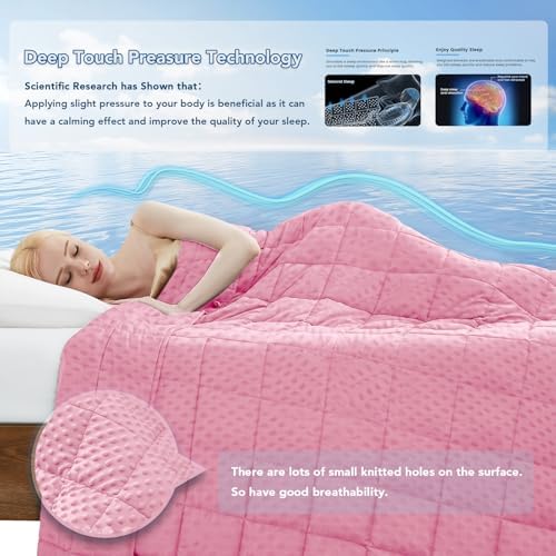 Topcee Weighted Blanket for Adults (15lbs 60"x80"), Minky Dots Heavy Blanket for 140-160lbs Sleeping, Soft, Cozy and Cooling Weighted Throw Blankets, Machine Washable, Pink - Image 3