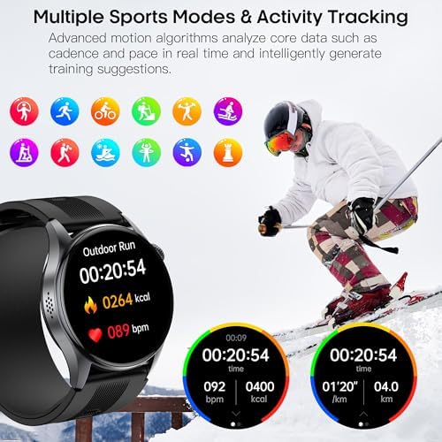 1.56” AMOLED Large Screen Smart Watches for Men Women, Airbag Blood Pressure Monitor Watch with Heart Rate Blood Oxygen Stress Sleep Tracking, SOS, Smart Fitness Watch for Android iPhone (Black) - Image 5