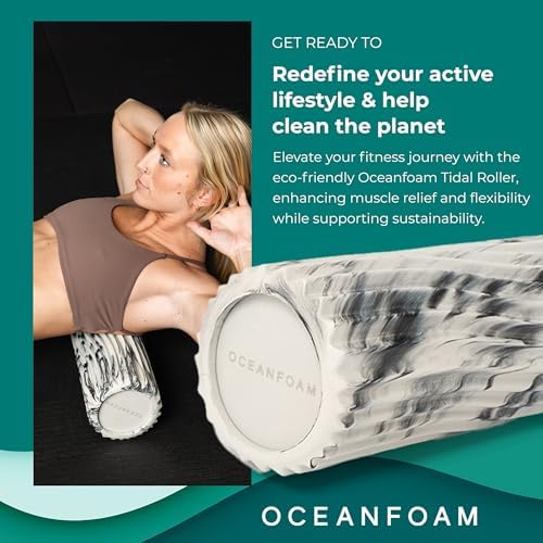 Oceanfoam Tidal Roller - Black Marbled - Muscle Massage Foam Roller for Back Pain & Stretching - Firm and Ergonomic Wide Wave Textured - Yoga, Athletics, & Wellness - Full Size, 20" x 5" - Image 3