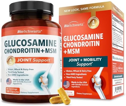 Glucosamine Chondroitin MSM Joint Support Supplement, 180 Capsules by BioSchwartz