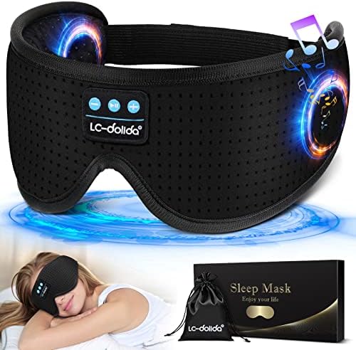 LC-dolida Sleep Headphones, White Noise Bluetooth Sleep Mask 3D Wireless Eye Mask Sleeping with Timing, Sleep Mask with Bluetooth Headphones for Side Sleepers Travel Yoga, Cool Gifts Men Women by LC-dolida