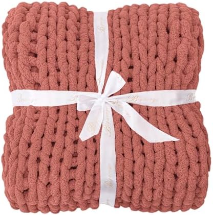 Bigacogo Chunky Knit Throw Blanket for Couch, 40x60 inches, Antique Red - Image 7