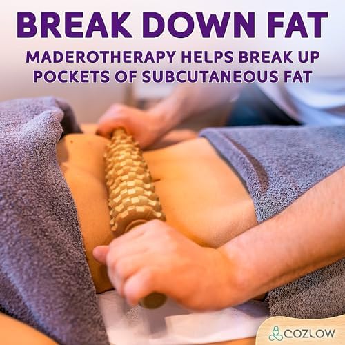 COZLOW Wooden Massage Roller Stick (12 Rollers) - Curved Wood Therapy Massage Tool for Body Sculpting, Fascia Release & Lymphatic Drainage - Maderotherapy Helps Reduce Cellulite Appearance - Image 3