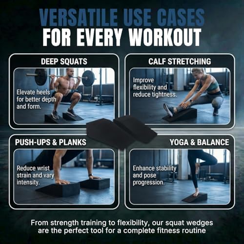 2 Pack Squat Wedge Block for Heel Elevated Squat Weightlifting Calf Stretcher Slant Board for Mobility Balance and Strength Performance - Image 4