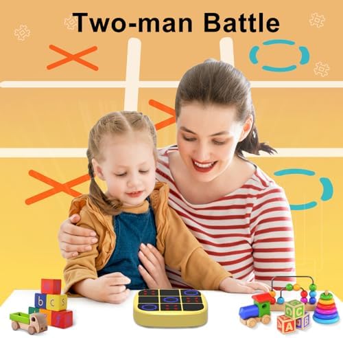 Tic-Tac-Toe Bolt Game, 4-in-1 Handheld Puzzle Games Console, Electronic Tic-Tac-Toe Game for Educational and Memory Growth, Portable Travel Games for Car Ride, Board Games for Kids and Adults (Yellow) - Image 6