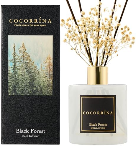 COCORRÍNA Reed Diffuser - Black Forest 17 Fl.oz Reed Diffuser with 8 Sticks Scented Diffuser with Preserved Flowers for Bathroom Home Decor - Image 2
