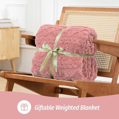 Wemore Weighted Blanket for Adults Twin Size 15 lbs 48" x 72" Apricot Pink - Image 6