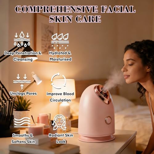 Pjordo Facial Steamer Spa Kit with 17 Skin Care Tools, Nano Ionic Face Steamer for Deep Cleaning Unclogs Pores, Warm Mist Humidifier Steamer for Face Home Sauna SPA, Self Care Gifts for Women - Image 3