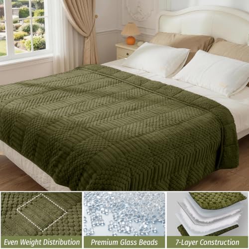 Wemore Sherpa Weighted Blankets for Adults, 48" x 72" 15 lbs Army Green - Image 6
