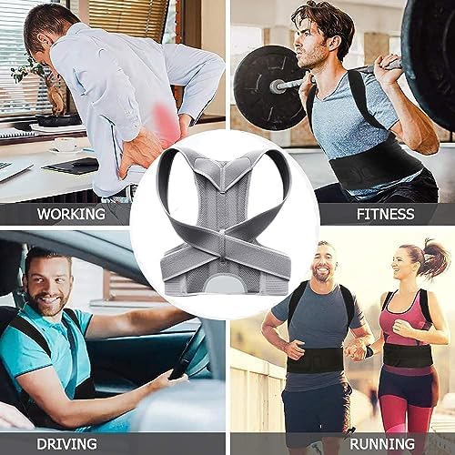 Posture Corrector for Women and Men, Adjustable Back Straightener Posture Corrector,Upper Lower Back Brace Support Belt for Men Women Body Neck Shoulder Trainer (XL, Grey) - Image 4