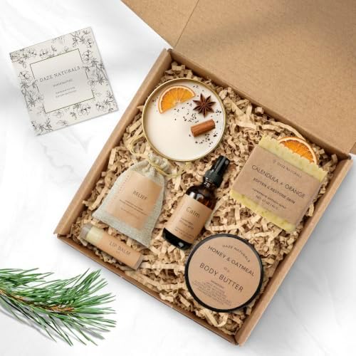 Bath Gift Set, Spa Gifts for Women, Self Care Products for Women, Orange & Calendula Soap Bar, Calm Pillow Mist, Bath Bomb & Shower Steamer, Body Butter and Lip Balm - Image 7