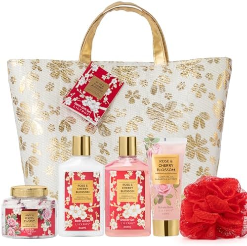 Spa Gifts, Birthday Gifts - 6Pcs Rose Bath and Body Spa Gift Sets for Women by LILYROY