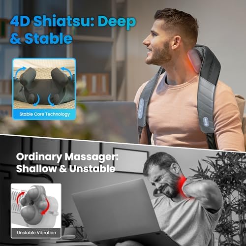 COMFIER Neck and Shoulder Massager with Heat, Cordless 4D Shiatsu Back and Neck Massager for Pain Relief, Hands-Free Massage Pillow with Carry Bag,Classic Gray - Image 4