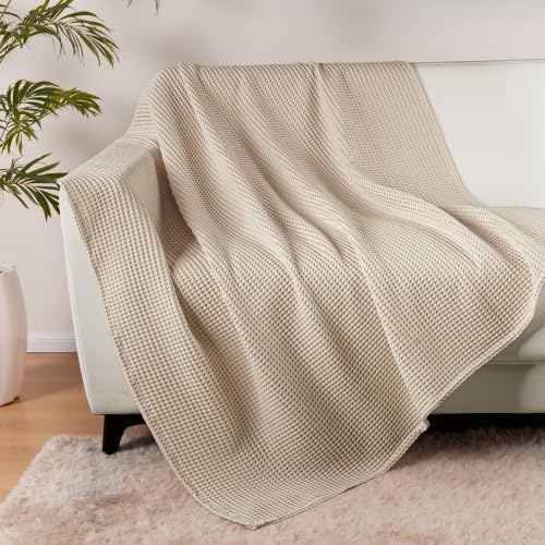 Exclusivo Mezcla 100% Cotton Oversized Waffle Throw Blanket for Couch Sofa - Image 4