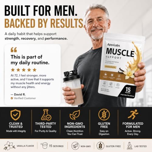 Muscle Support Protein Powder, Vanilla Flavor, High Protein Formula with Whey Protein Hydrolysate, L-Leucine, HMB, B12, Chromium & Rosemary Extract, 8.81 oz 15 Servings - Image 7