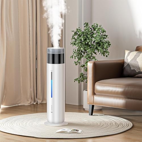 10L/2.6Gal Top Fill Cool Mist Smart Humidifier, 100H Runtime Ultra Quiet 30dB Auto Humidity Control with Essential Oil Tray, 600 sq. ft Large Room Humidifier for Bedroom Office Baby Nursery by Fierscial
