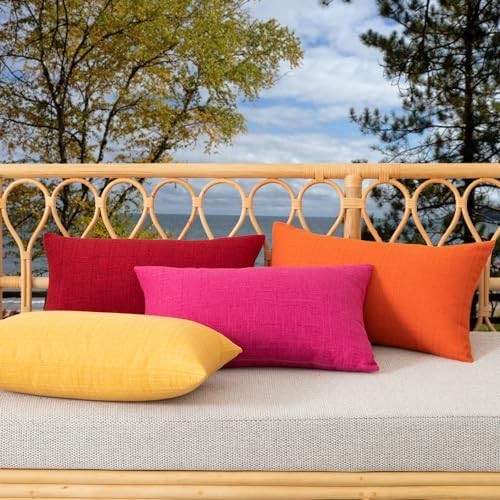 Kevin Textile Outdoor Waterproof 12”x24” Lumbar Pillow Covers 2 Pack, Red - Image 6