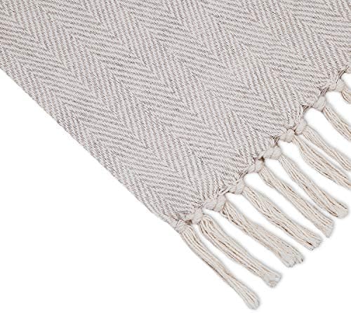Americanflat 50x60 Throw Blanket - Soft and Breathable Cotton Throw Blanket for Couch, Bed, Chair - Decorative Blankets Perfect for Home, Office, or Outdoor Use - Cream Herringbone Design - Image 2