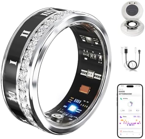Smart Ring Health Tracker for Women & Men Fitness Tracker Ring (Black, 8#) by DSHKIS
