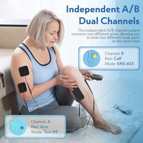 3-in-1 TENS Unit Muscle Stimulator with Color Display - Dual Channel EMS Machine, 28 Therapy Modes,40 Intensity Levels,8 Electrode Pads & EVA Case for Effective Pain Relief - Image 4