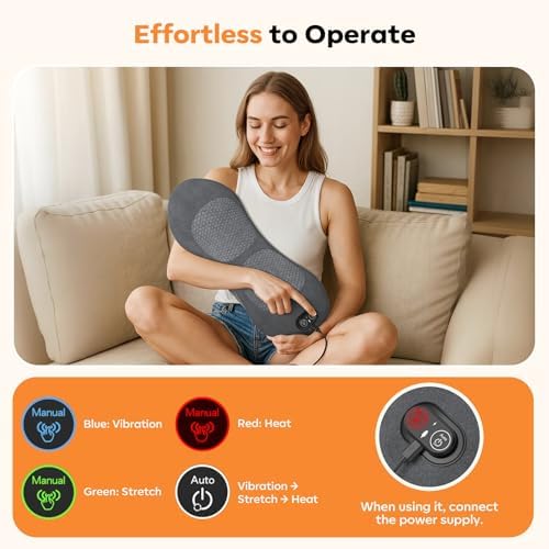 3-in-1 Back Massager with Heat, Shiatsu Vibration & Lumbar Traction – Deep Tissue Pain Relief for Home Office Car – Corded Electric Gift - Image 4