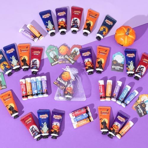 VESPRO 50 Pack Halloween Hand Cream and Lip Balm Set, Halloween Party Favor - Image 7