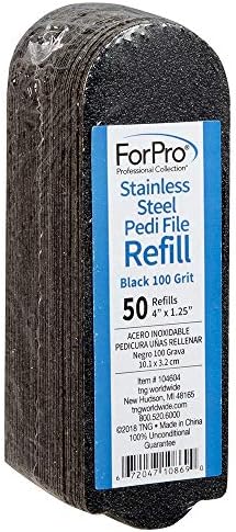 ForPro Professional Collection Stainless Steel Pedi File Refill, 100 Grit, Black, EZ-Strip Peel Pedicure Refill Pads, 1.25 W x 4 L, 50-Count by ForProProfessionalCollection