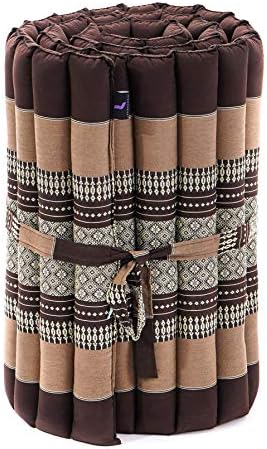 Leewadee - Foldable Floor Mattress - Japanese Roll Up Futon -Trifold Tatami Mat- Guest Floor Bed - Camping Mattress - Thai Massage Mat, Kapok Filled, 75 x 20 inches, Brown - Image 4