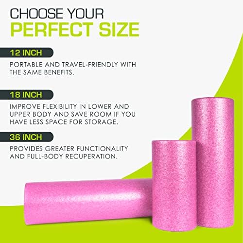ProsourceFit High Density Foam Rollers 18 - inches long, Firm Full Body Athletic Massager for Back Stretching, Yoga, Pilates, Post Workout Trigger Point Release, Pink - Image 4