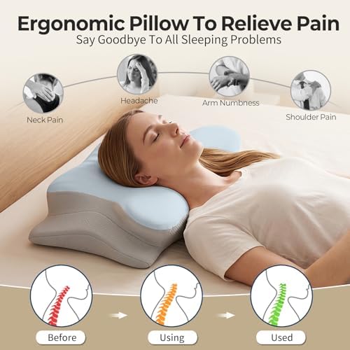 Ylekto Cervical Neck Pillow for Pain Relief - Contour Memory Foam Pillows - Image 2