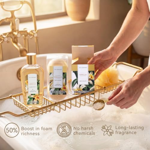 Gift Baskets for Women, Spa Luxetique 8 Pcs Vanilla Birthday Bath and Body Set, Self Care Kit for Her, Including Bubble Bath, Shower Gel, Body Lotion Christmas Gifts for Mom - Image 5