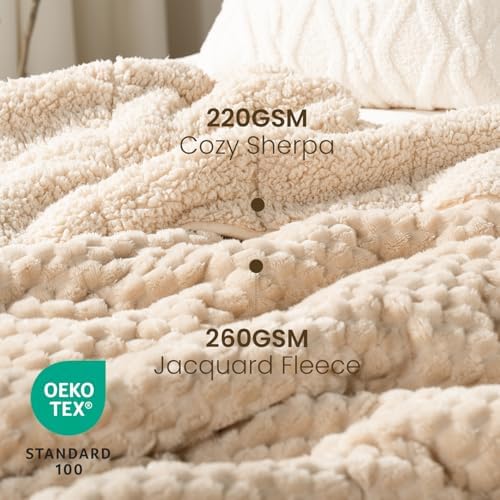Drewin 20lbs Weighted Blanket Queen Size for Adults,Beige,60 x 80 inches - Image 2