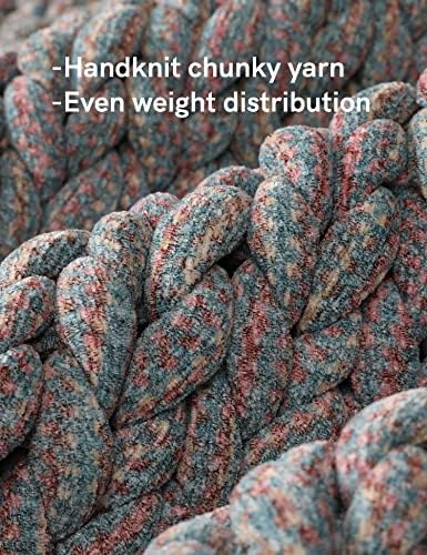 YnM Chenille Weighted Blanket, Handmade Chunky Knitted Design, Soft and Cozy, Temperature Regulating and Breathable, Machine Washable Throw for Sleep or Home Decor (Red Blue, 50x60 Inch, 10lbs) - Image 2