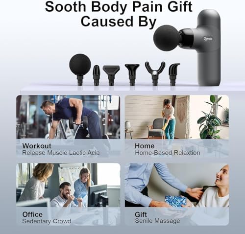 cotsoco Mini Massage Gun, Deep Tissue Percussion Muscle Massager, Compact Portable Handheld Massager with 6 Heads & 4 Speeds, Quiet for Home, Gym, Office, Travel, Gift for Men and Women - Image 3