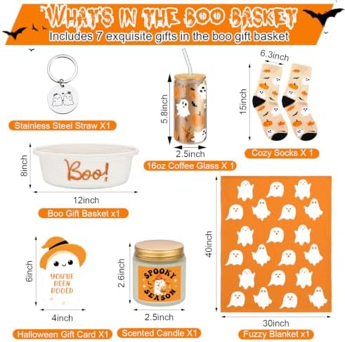 Mindsoft 7 Pcs Halloween Boo Basket Stuffers Boo Basket Gifts, Orange - Image 2