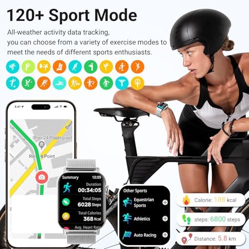 Smart Watches for Women - 1.83'' HD 2026 Fitness Tracker with Answer and Make Calls with Heart Rate Sleep SpO2 Monitor 120+ Sport Modes IP68 Waterproof and Compatible iPhone and Android (Silver) - Image 6
