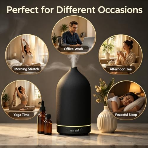 Gooamp 200ML Ceramic Essential Oil Diffuser for Home, Stone Diffuser - Image 6