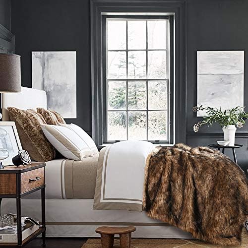 Luxury Plush Faux Fur Blanket King Size, Long Pile Brown with Black Tipped Throws, Oversized Super Warm, Fuzzy, Elegant, Fluffy Decoration Throw Blanket for Sofa, Armchair, Couch and Bed, 104"x90" - Image 6