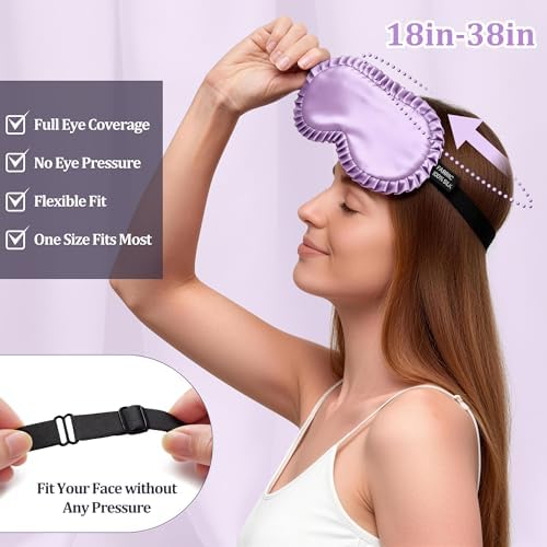 Silk Sleep Mask for Women, 100% Mulberry Silk Eye Mask for Sleeping - Image 4
