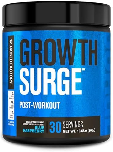 Jacked Factory Growth Surge Creatine Post Workout w/L-Carnitine - Daily Muscle Builder & Recovery Supplement with Creatine Monohydrate, Betaine, L-Carnitine L-Tartrate - 30 Servings, Blue Raspberry by JackedFactory