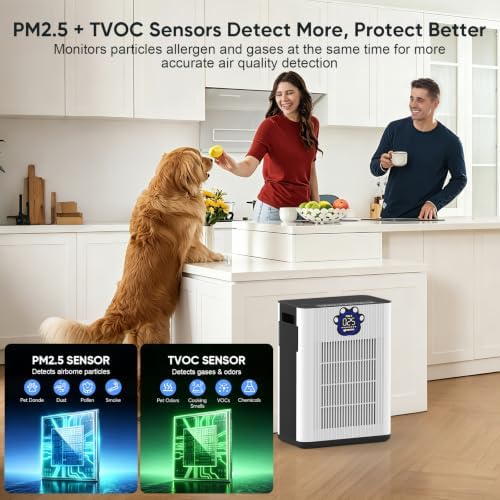 DAYETTE Pet Air Purifier for Home Large Room 3400 Ft², TVOC & PM2.5 Sensors - Image 4