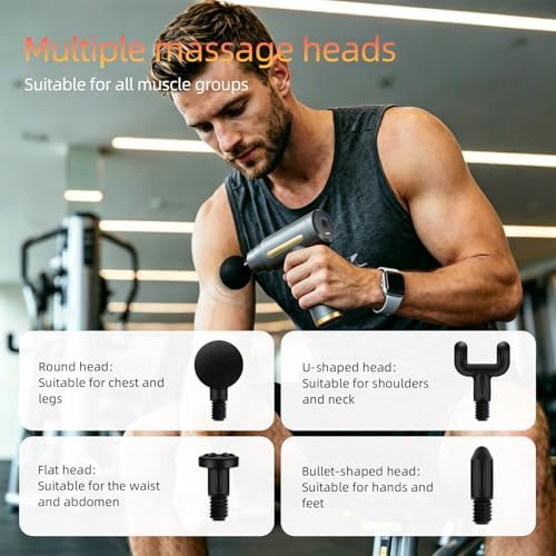 Massage Gun, Electric Massager, Suitable for Whole Body to Relieve Fatigue, Replaceable Massage Head Impact Massager, The Best Choice for Gift Giving (Gray-720) - Image 4